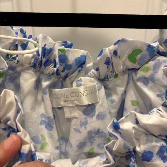 Caroline Constas Ruffle Off The Shoulder Floral Crop Top, - Picture 3 of 4